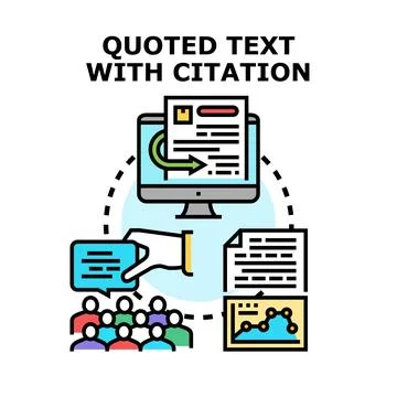 Citating research information and referencing sources concept Stock Illustration