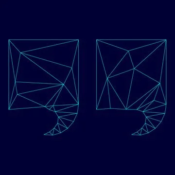 Citation low poly triangulation triangulated polygonal electric cyan blue v.. Stock Illustration