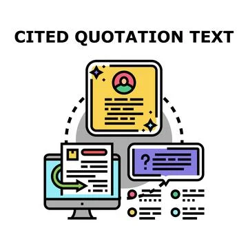 Cited quotation text document research concept Stock Illustration