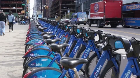 Citi Bike Station, Bicycle to rent in Stock Video Pond5