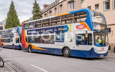 Citi Double-decker Buses Queued Up Outside Grand Arcade Bus Stop ...