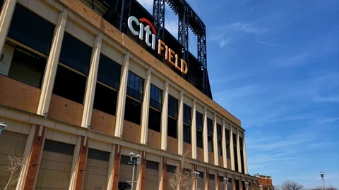 Citi Field side view of outside of ballpark Stock Footage 105623867
