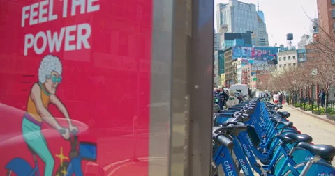 Citibike rentals on the  streets on manhattan. Stock Footage