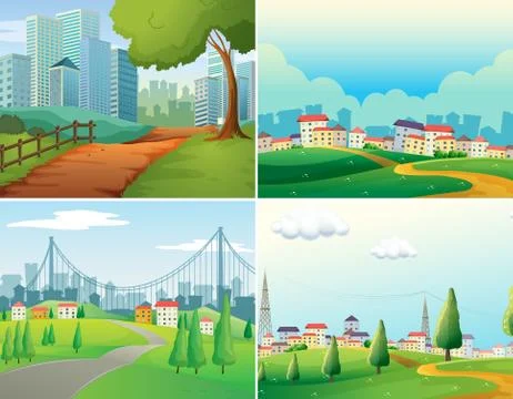 Cities and parks Ilustración de archivo