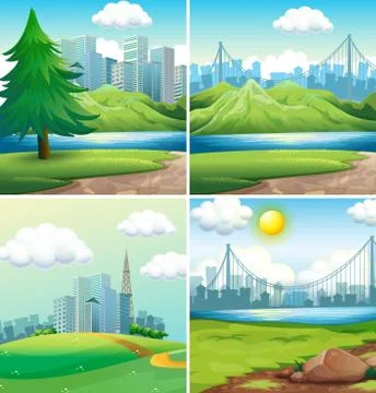Cities and parks Ilustración de archivo