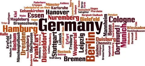 Cities in Germany word cloud Illustrazione stock