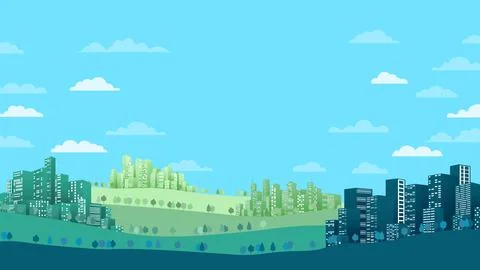 Cities panorama. Abstract horizontal background with buildings. Panorama in frat Stock Illustration