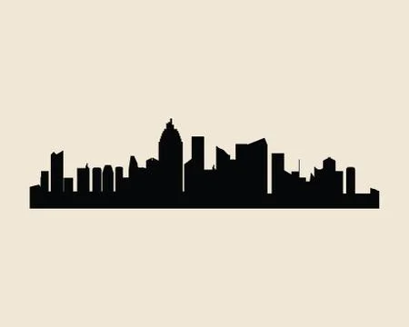 Cities silhouette. Black town skyline background. Cityscape jpeg illustration Stock Illustration