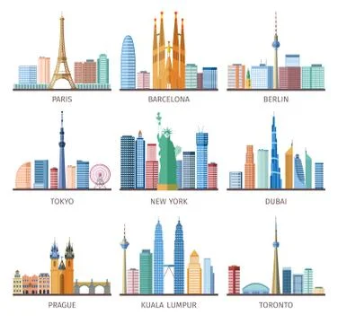 Cities Skylines Icons Set Illustrazione stock