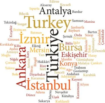 Cities of turkey in word clouds Stock Illustration