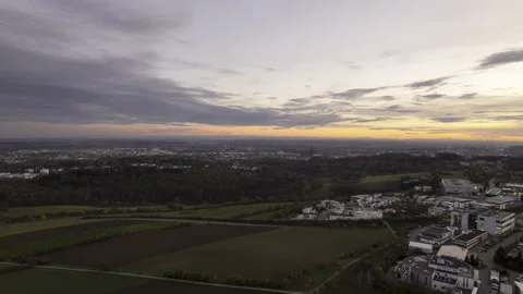 Cities of Ulm and Neu-Ulm with minster at evening in autumn with Alps time lapse Stock Footage 221755905