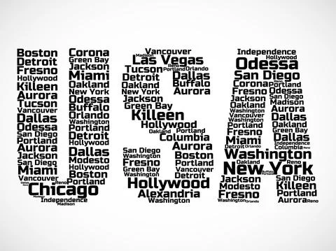 Cities USA inside letters, Vector illustration Stock Illustration