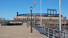 dog at citi field NY mets baseball stad, Stock Video