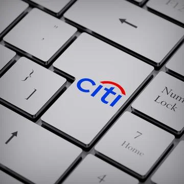 Citigroup logo notebook keycap 3d illustration stock market editorial Stock Photos