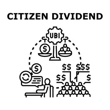 Citizen dividend basic income concept developing Stock Illustration
