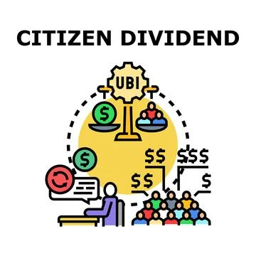 Citizen dividend basic income concept developing Stock Illustration
