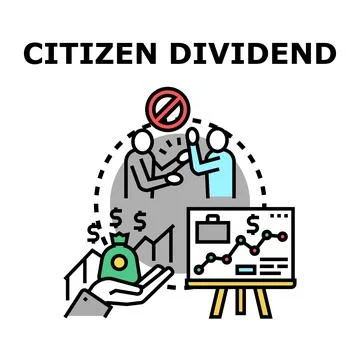 Citizen dividend concept receiving universal basic income Stock Illustration