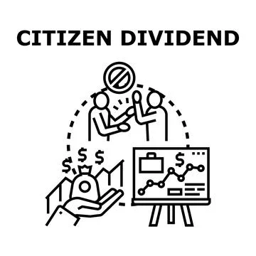 Citizen dividend concept receiving universal basic income Stock Illustration