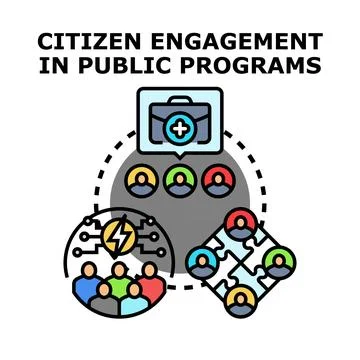 Citizen engagement in public programs concept illustration Stock Illustration