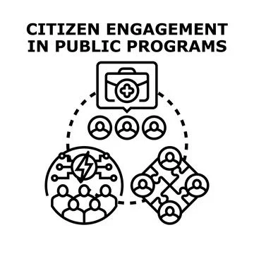 Citizen engagement in public programs concept illustration Illustrazione stock