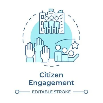 Citizen engagement soft blue concept icon Stock Illustration