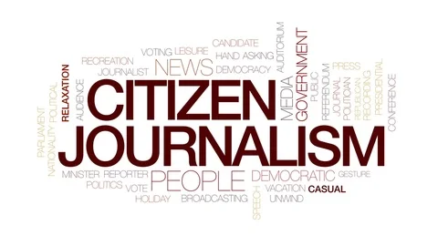 Citizen journalism animated word cloud, text design animation. Kinetic Stock Footage 80482406