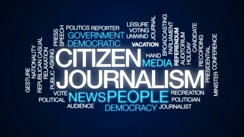 Citizen journalism animated word cloud, text design animation. Stock Footage 81056820