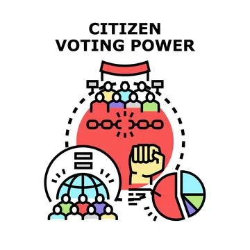 Citizen voting power exercising democratic rights Stock Illustration
