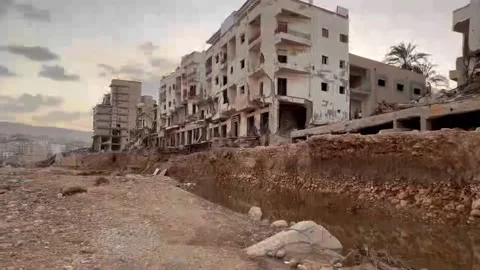 Citizens of Derna protest against the management of the authorities after the cy Stock Footage 250570004