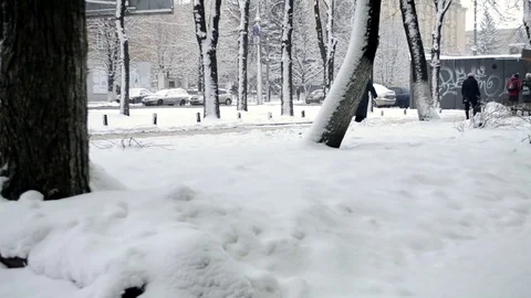 Citizens In Winter Stock Footage 82653010