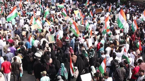 Citizenship Amendment Act and National Register of Citizens Protests Stock Footage 122306432