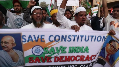 Citizenship Amendment Act protests Stock Footage 122326896