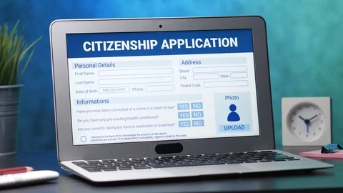 Citizenship Application Form on a Laptop Computer Screen 스톡 동영상 106416230
