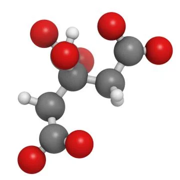 Citric acid, molecular model Stock Illustration