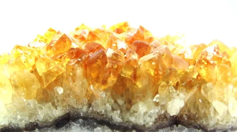 Citrine semigem geode crystals geological mineral isolated Stock Footage 48602389