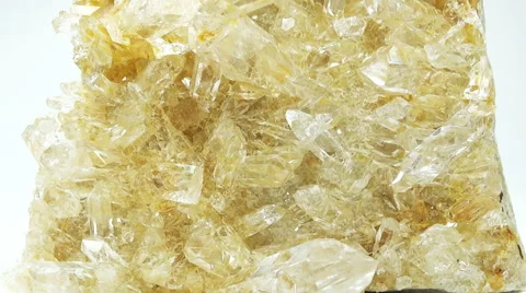 Citrine semigem geode crystals geological mineral isolated Stock Footage 52779162
