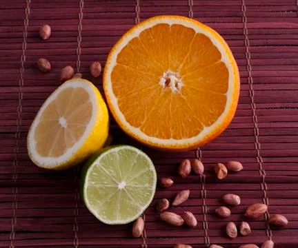 Citrus and nuts Stock Photos