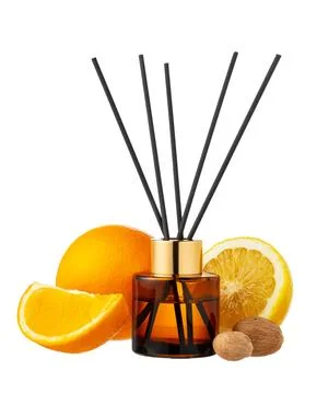Citrus aromatic diffuser with citrus scent isolated on white background Foto stock