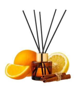 Citrus aromatic diffuser with citrus scent isolated on white background Foto stock