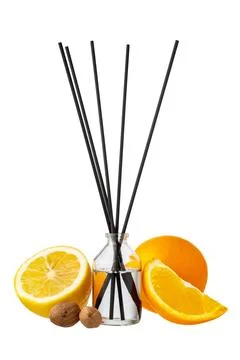 Citrus aromatic diffuser with citrus scent isolated on white background Foto stock