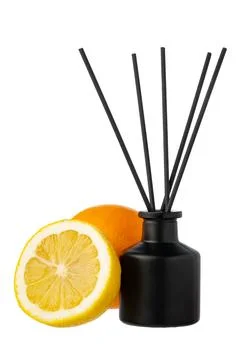 Citrus aromatic diffuser with citrus scent isolated on white background Foto stock