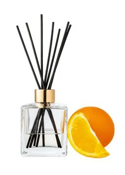 Citrus aromatic diffuser with citrus scent isolated on white background Foto stock