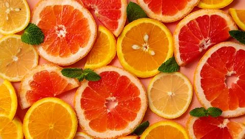 Citrus background place for object. Selective focus. Stock Photos