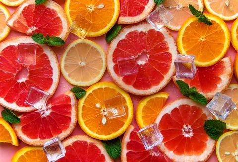 Citrus background place for object. Selective focus. Stock Photos