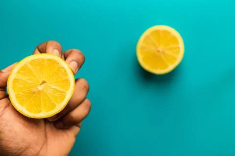 Citrus on a blue background Stock Photos