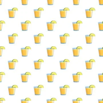 Citrus cocktail drink pattern on white background Stock Illustration