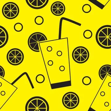 Citrus Cocktail Seamless Pattern Background Vector Illustration Stock Illustration