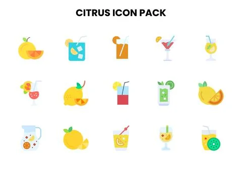 Citrus Flat UI Icons Pack Stock Illustration