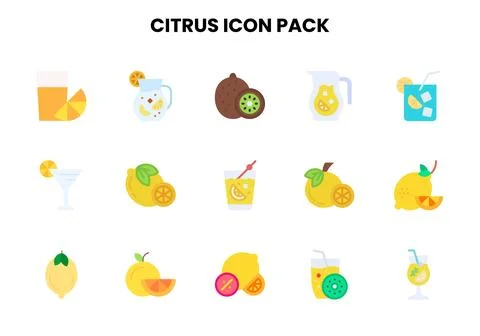 Citrus Flat UI Icons Pack Stock Illustration