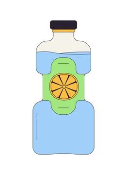 Citrus flavored beverage bottle 2D cartoon object Stock Illustration